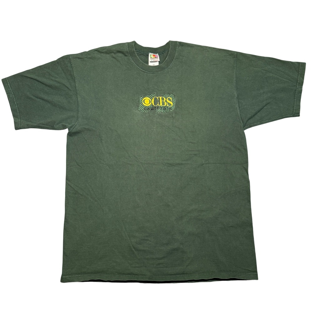 Vintage CBS California Embroidered T-Shirt Green Mens XL